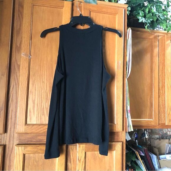 LNA Choker Cut Out Ribbed Cold Shoulder Pullover Sweater Black - XS - Picture 9 of 12